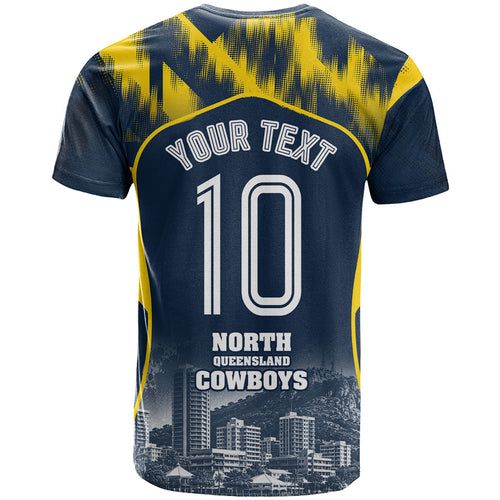 Personalised North Queensland Cowboys Mascot Rugby T Shirt Townsville Cityscape Athletic Graphic Print