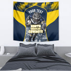 Personalised North Queensland Cowboys Mascot Rugby Tapestry Townsville Cityscape Athletic Graphic Print