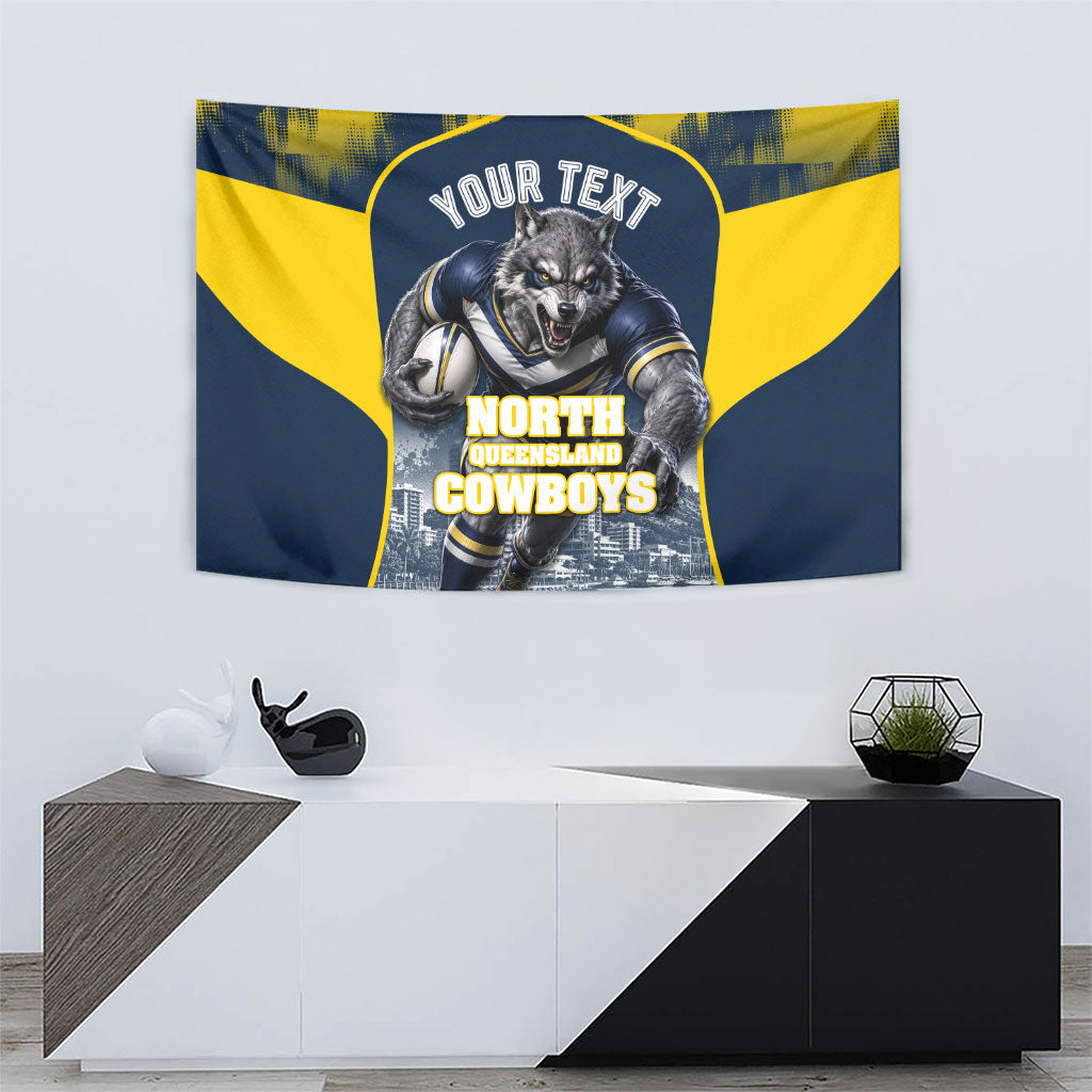 Personalised North Queensland Cowboys Mascot Rugby Tapestry Townsville Cityscape Athletic Graphic Print