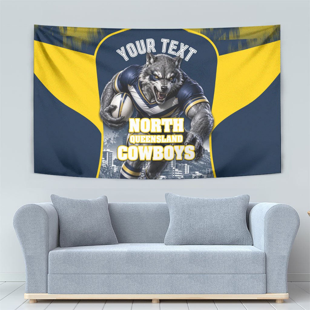 Personalised North Queensland Cowboys Mascot Rugby Tapestry Townsville Cityscape Athletic Graphic Print