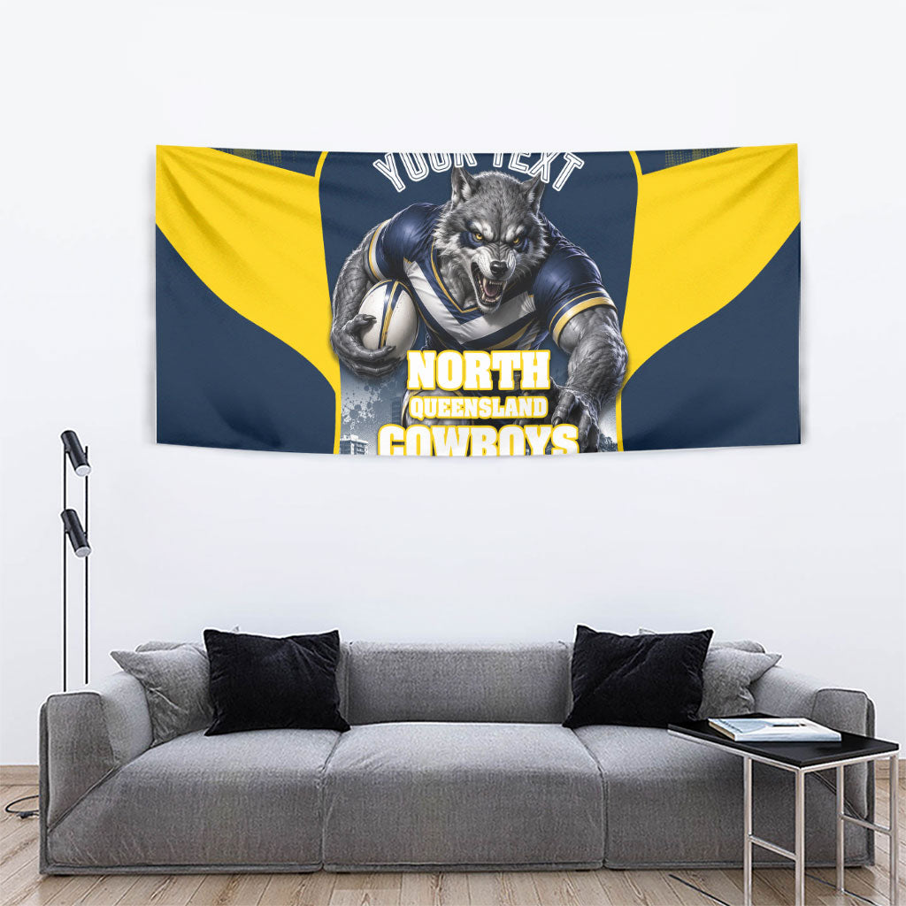 Personalised North Queensland Cowboys Mascot Rugby Tapestry Townsville Cityscape Athletic Graphic Print