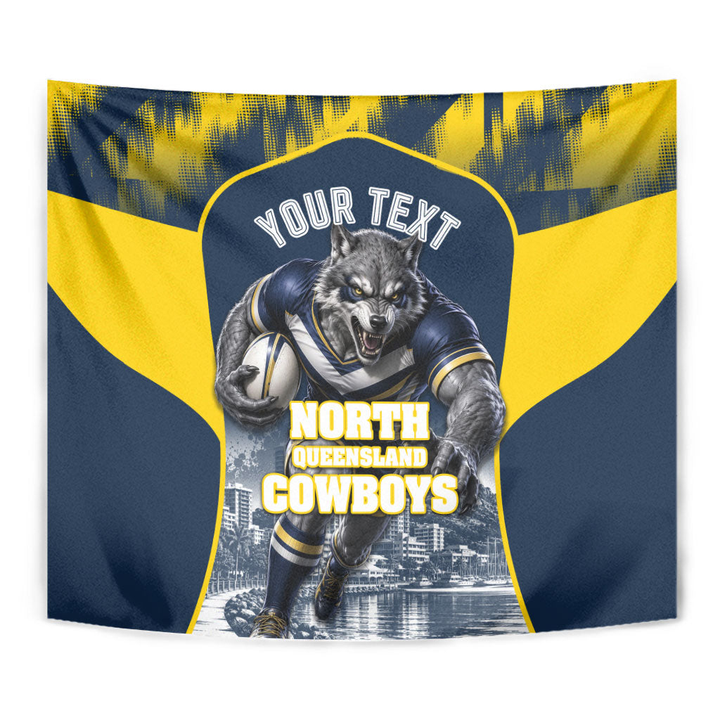 Personalised North Queensland Cowboys Mascot Rugby Tapestry Townsville Cityscape Athletic Graphic Print