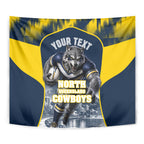 Personalised North Queensland Cowboys Mascot Rugby Tapestry Townsville Cityscape Athletic Graphic Print