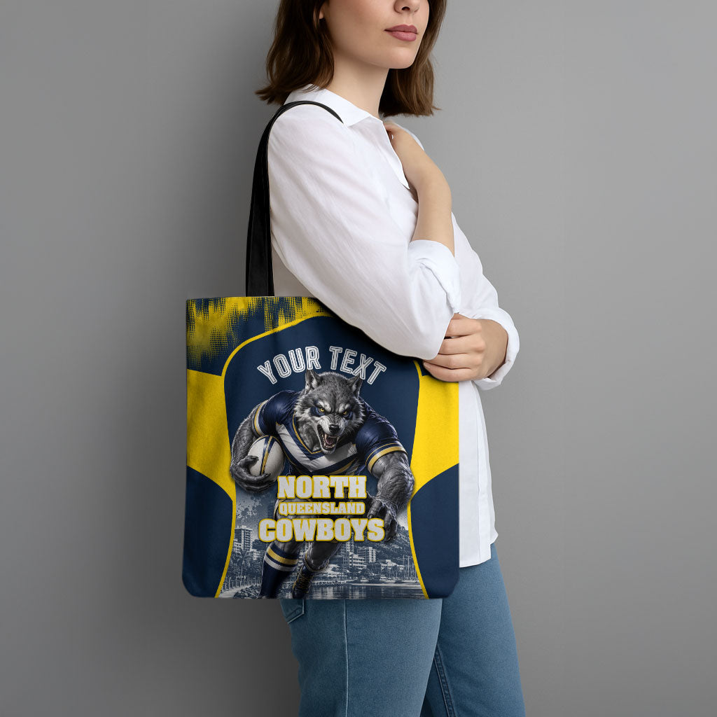 Personalised North Queensland Cowboys Mascot Rugby Tote Bag Townsville Cityscape Athletic Graphic Print