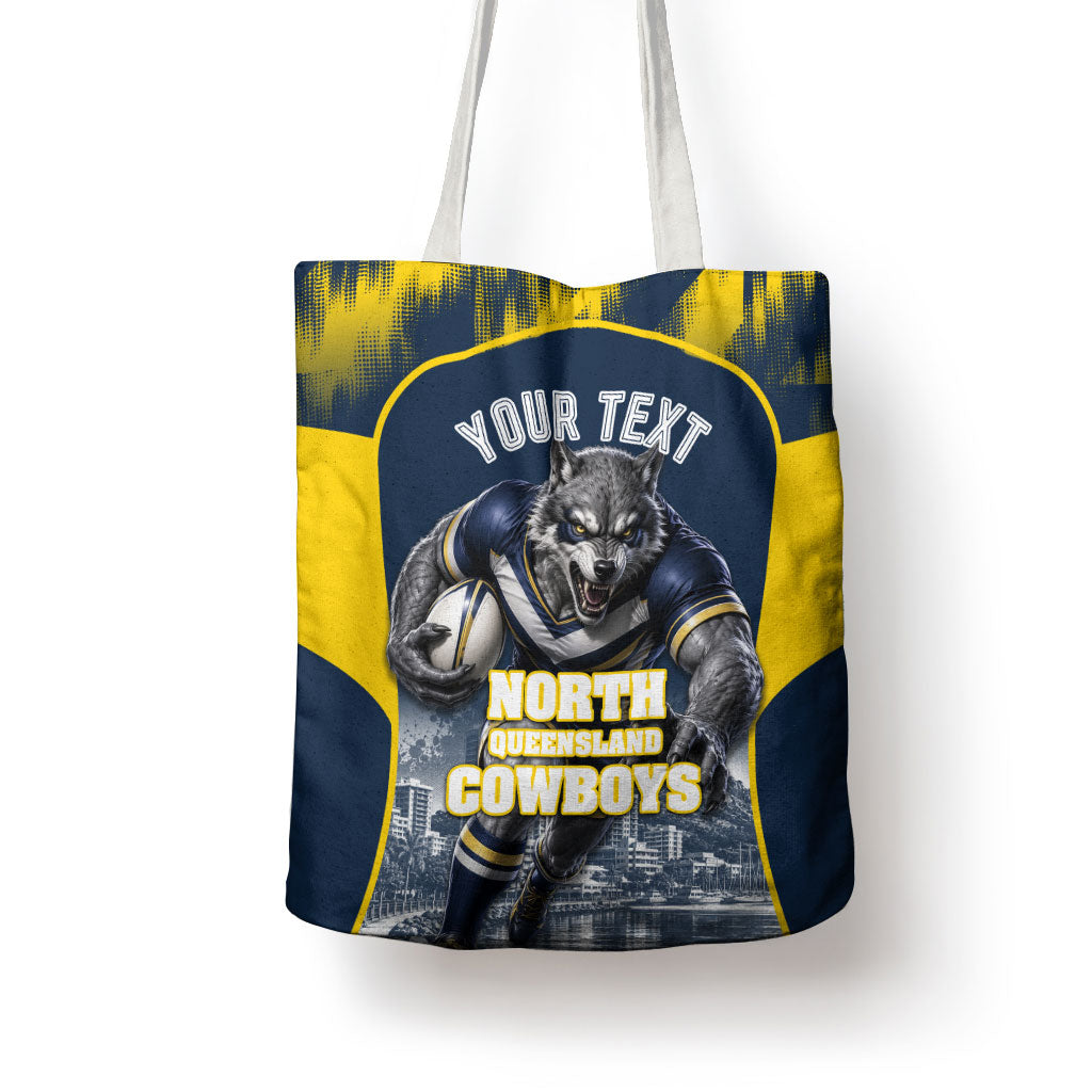 Personalised North Queensland Cowboys Mascot Rugby Tote Bag Townsville Cityscape Athletic Graphic Print