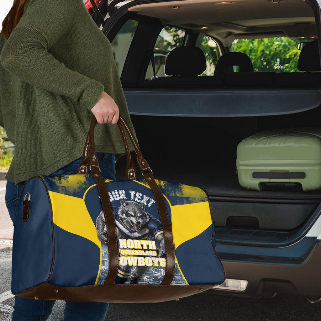 Personalised North Queensland Cowboys Mascot Rugby Travel Bag Townsville Cityscape Athletic Graphic Print
