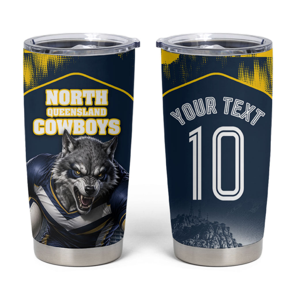 Personalised North Queensland Cowboys Mascot Rugby Tumbler Cup Townsville Cityscape Athletic Graphic Print