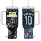 Personalised North Queensland Cowboys Mascot Rugby Tumbler With Handle Townsville Cityscape Athletic Graphic Print
