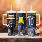 Personalised North Queensland Cowboys Mascot Rugby Tumbler With Handle Townsville Cityscape Athletic Graphic Print