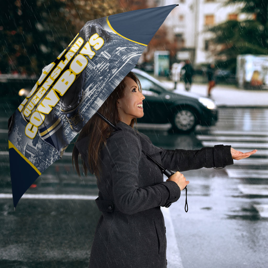 Personalised North Queensland Cowboys Mascot Rugby Umbrella Townsville Cityscape Athletic Graphic Print