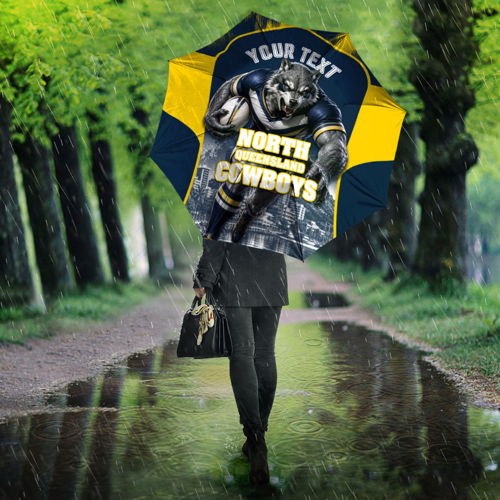 Personalised North Queensland Cowboys Mascot Rugby Umbrella Townsville Cityscape Athletic Graphic Print