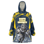 Personalised North Queensland Cowboys Mascot Rugby Wearable Blanket Hoodie Townsville Cityscape Athletic Graphic Print