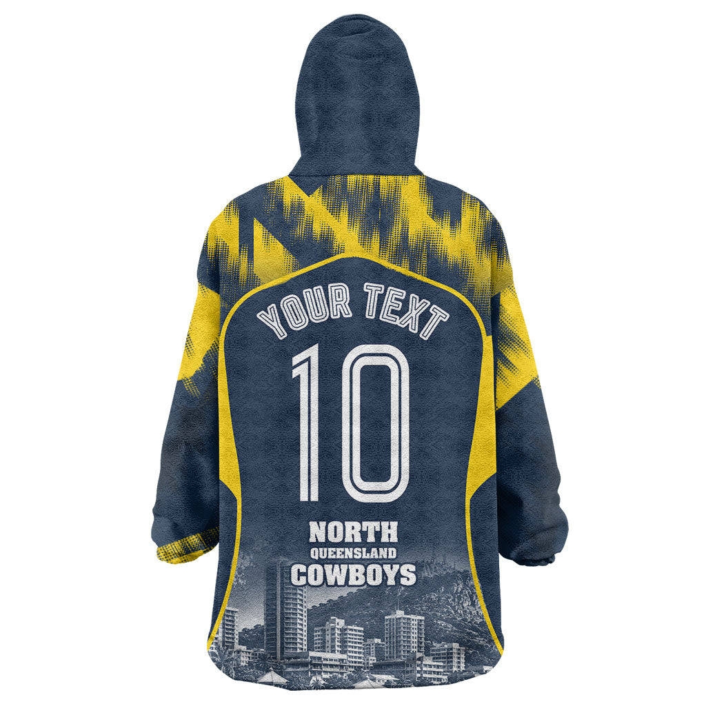 Personalised North Queensland Cowboys Mascot Rugby Wearable Blanket Hoodie Townsville Cityscape Athletic Graphic Print