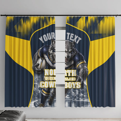 Personalised North Queensland Cowboys Mascot Rugby Window Curtain Townsville Cityscape Athletic Graphic Print