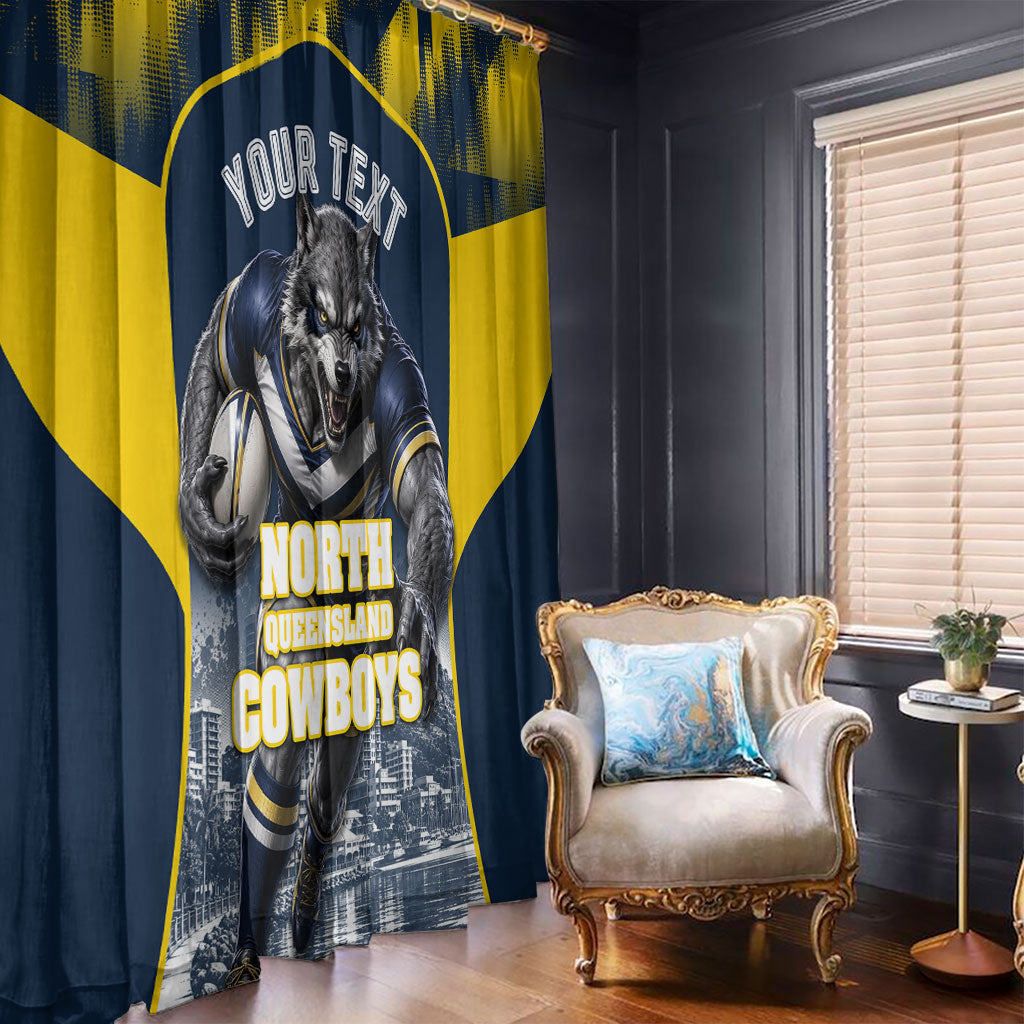 Personalised North Queensland Cowboys Mascot Rugby Window Curtain Townsville Cityscape Athletic Graphic Print