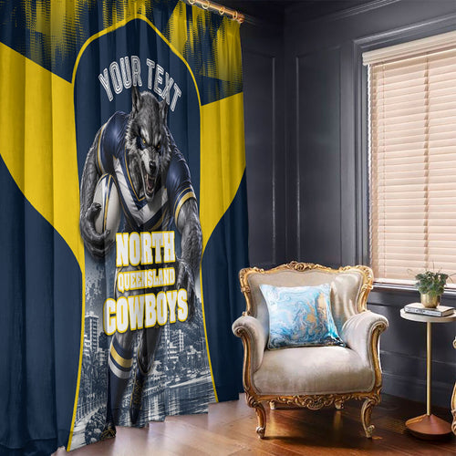 Personalised North Queensland Cowboys Mascot Rugby Window Curtain Townsville Cityscape Athletic Graphic Print