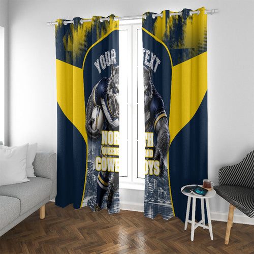 Personalised North Queensland Cowboys Mascot Rugby Window Curtain Townsville Cityscape Athletic Graphic Print