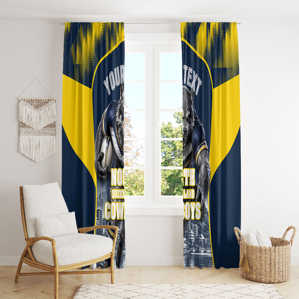 Personalised North Queensland Cowboys Mascot Rugby Window Curtain Townsville Cityscape Athletic Graphic Print