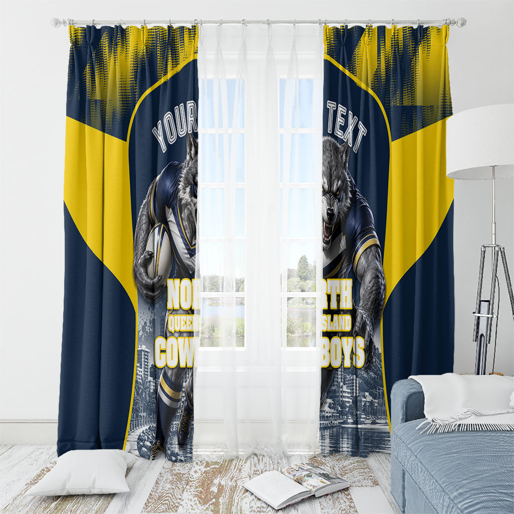 Personalised North Queensland Cowboys Mascot Rugby Window Curtain Townsville Cityscape Athletic Graphic Print