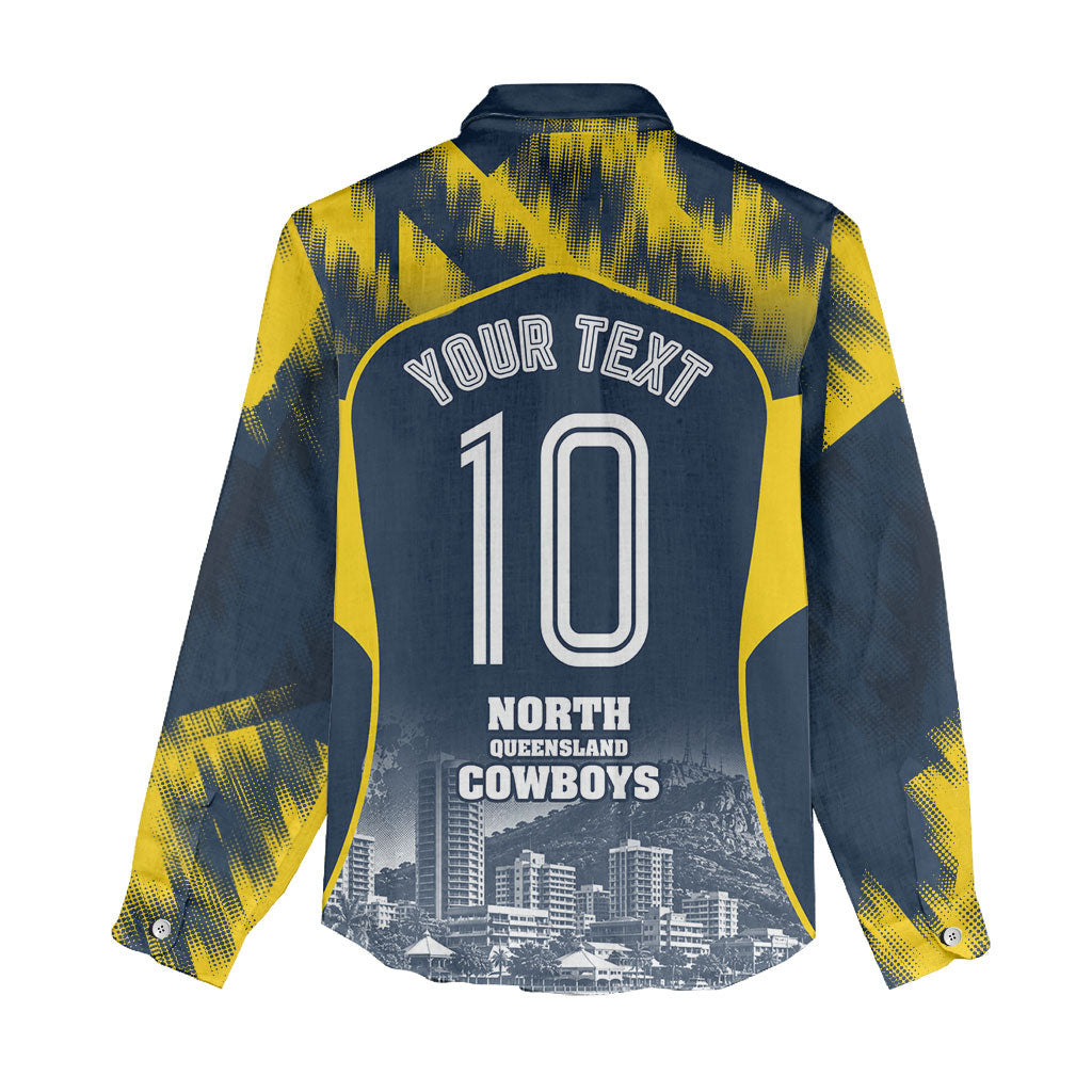Personalised North Queensland Cowboys Mascot Rugby Women Casual Shirt Townsville Cityscape Athletic Graphic Print