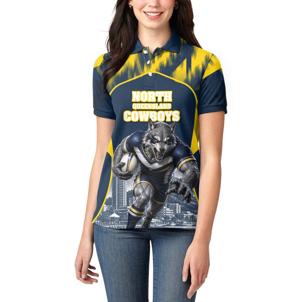 Personalised North Queensland Cowboys Mascot Rugby Women Polo Shirt Townsville Cityscape Athletic Graphic Print