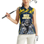 Personalised North Queensland Cowboys Mascot Rugby Women Sleeveless Polo Shirt Townsville Cityscape Athletic Graphic Print