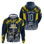Personalised North Queensland Cowboys Mascot Rugby Zip Hoodie Townsville Cityscape Athletic Graphic Print