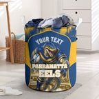 Personalised Parramatta Eels Mascot Rugby Laundry Basket Parramatta Cityscape Athletic Graphic Print