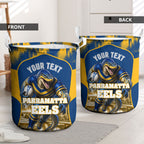 Personalised Parramatta Eels Mascot Rugby Laundry Basket Parramatta Cityscape Athletic Graphic Print