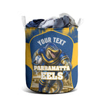 Personalised Parramatta Eels Mascot Rugby Laundry Basket Parramatta Cityscape Athletic Graphic Print