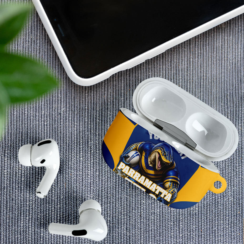Personalised Parramatta Eels Mascot Rugby AirPods Case Parramatta Cityscape Athletic Graphic Print
