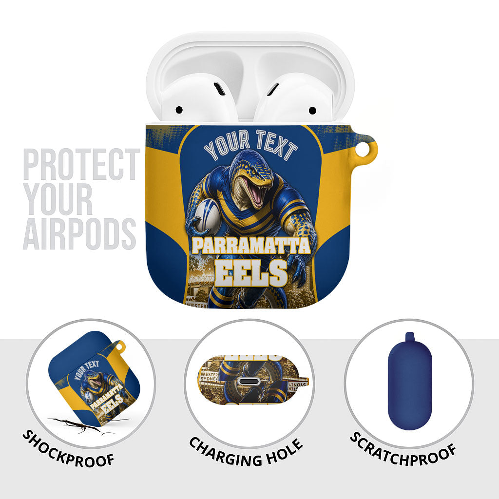 Personalised Parramatta Eels Mascot Rugby AirPods Case Parramatta Cityscape Athletic Graphic Print