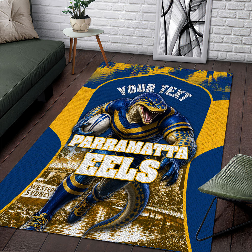 Personalised Parramatta Eels Mascot Rugby Area Rug Parramatta Cityscape Athletic Graphic Print