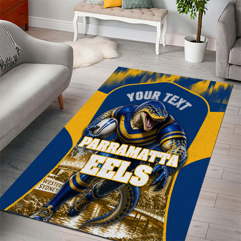 Personalised Parramatta Eels Mascot Rugby Area Rug Parramatta Cityscape Athletic Graphic Print