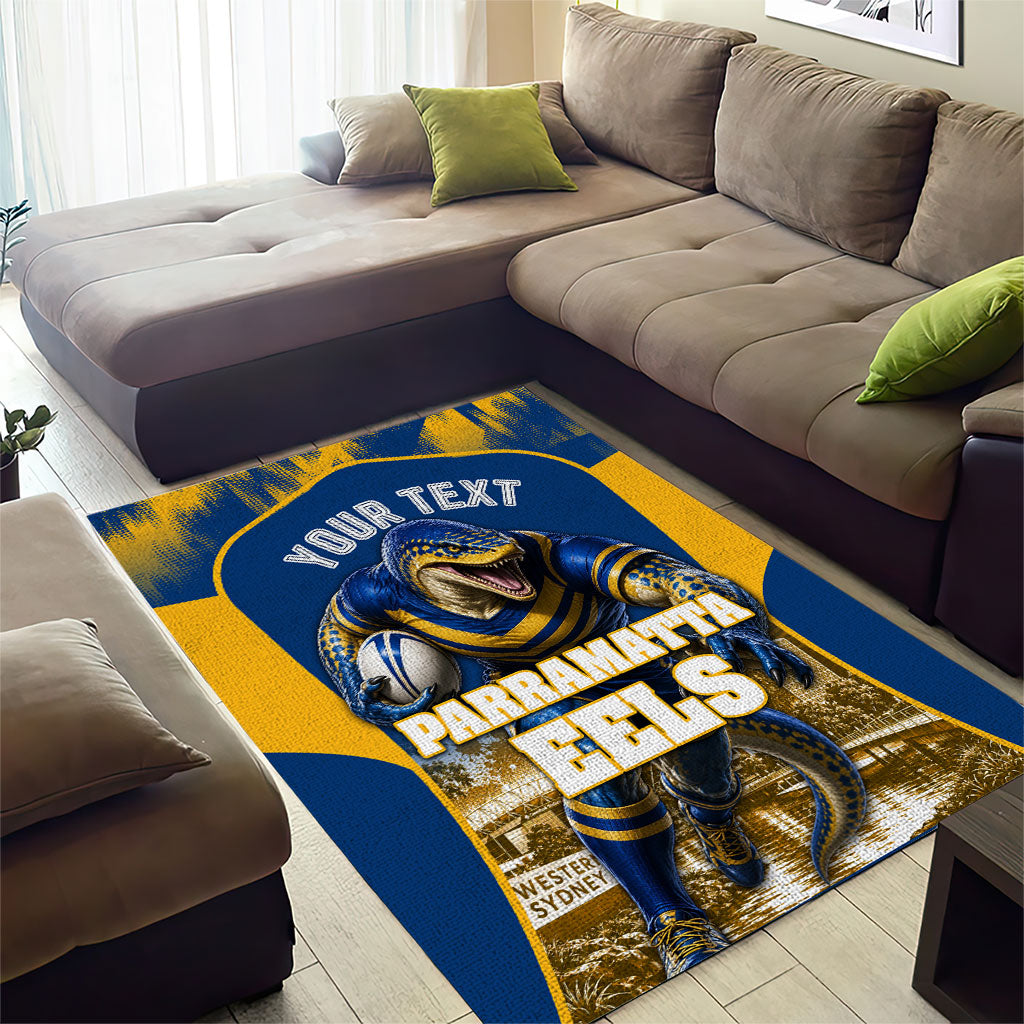 Personalised Parramatta Eels Mascot Rugby Area Rug Parramatta Cityscape Athletic Graphic Print