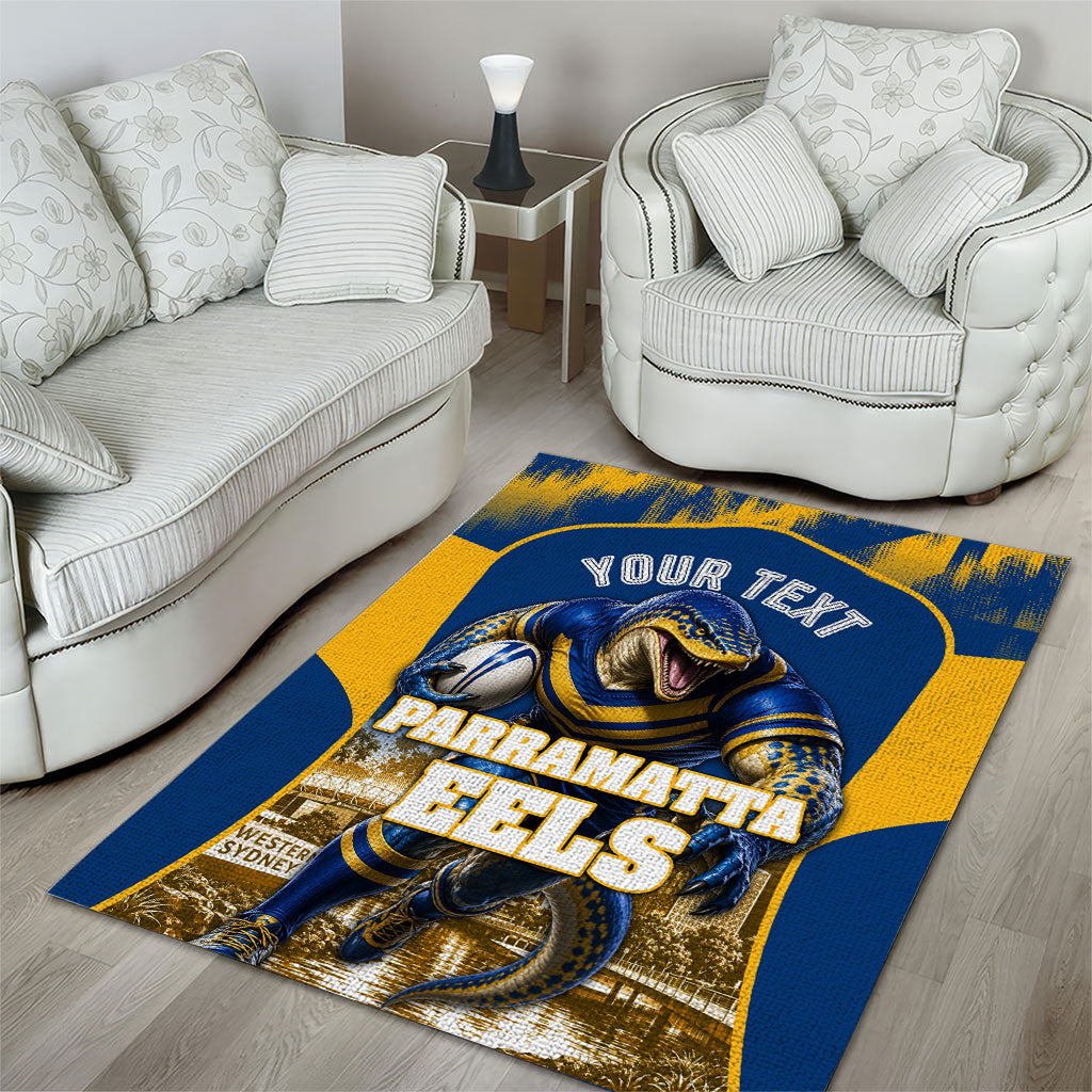 Personalised Parramatta Eels Mascot Rugby Area Rug Parramatta Cityscape Athletic Graphic Print