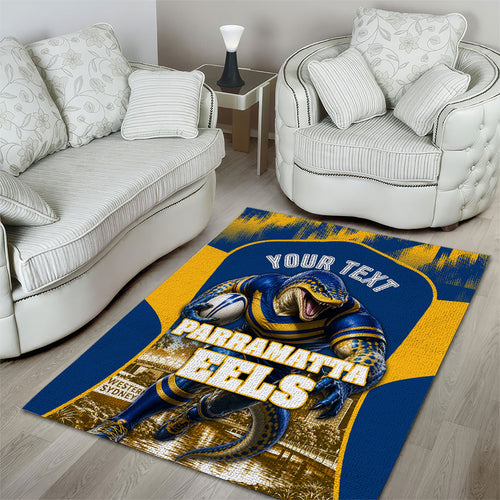 Personalised Parramatta Eels Mascot Rugby Area Rug Parramatta Cityscape Athletic Graphic Print