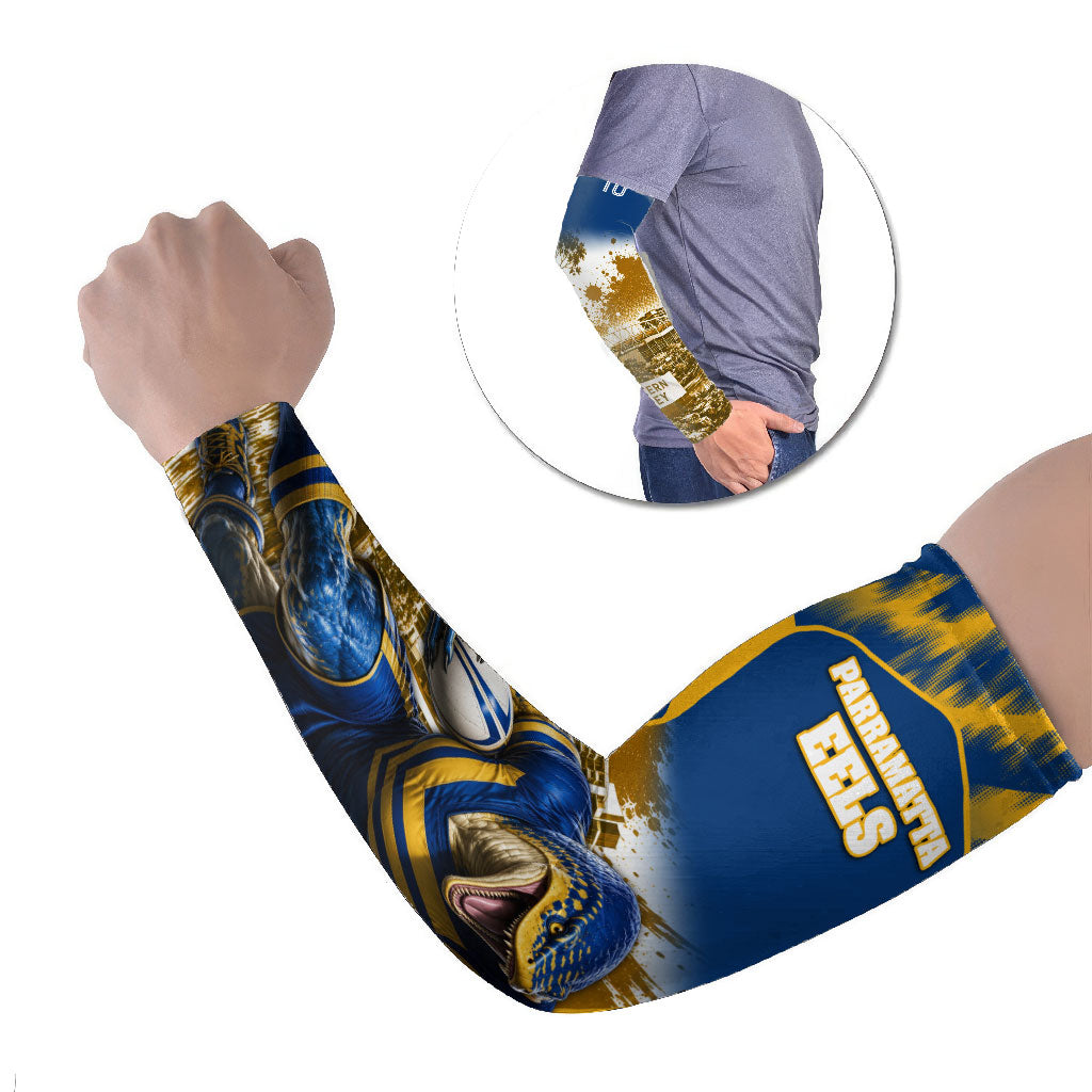 Personalised Parramatta Eels Mascot Rugby Arm Sleeves Parramatta Cityscape Athletic Graphic Print