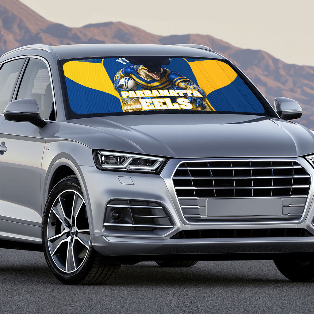 Personalised Parramatta Eels Mascot Rugby Auto Sun Shade Parramatta Cityscape Athletic Graphic Print