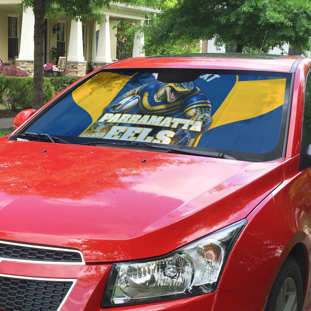 Personalised Parramatta Eels Mascot Rugby Auto Sun Shade Parramatta Cityscape Athletic Graphic Print