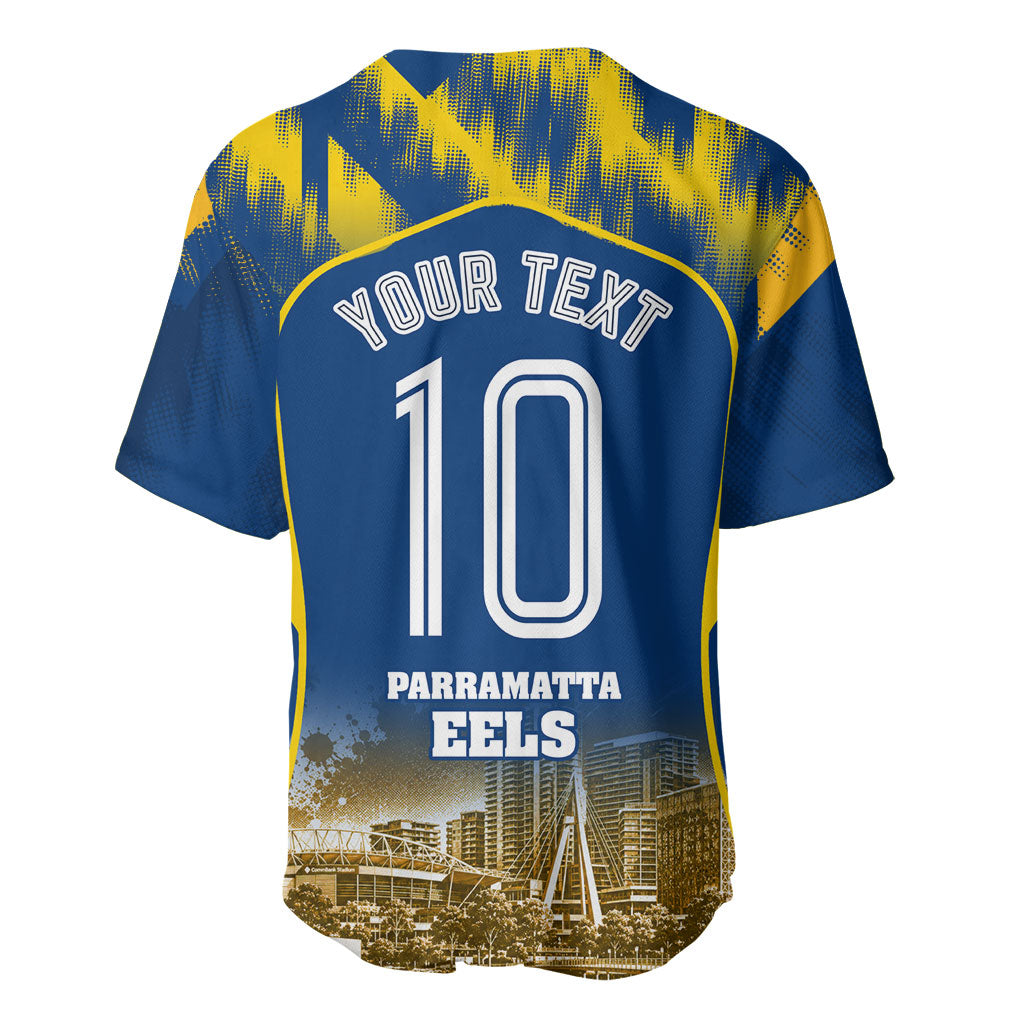 Personalised Parramatta Eels Mascot Rugby Baseball Jersey Parramatta Cityscape Athletic Graphic Print