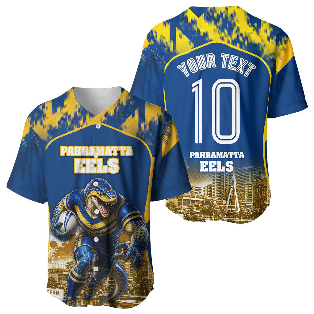 Personalised Parramatta Eels Mascot Rugby Baseball Jersey Parramatta Cityscape Athletic Graphic Print