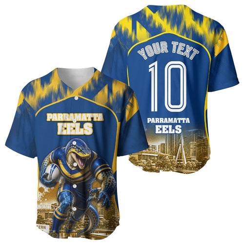 Personalised Parramatta Eels Mascot Rugby Baseball Jersey Parramatta Cityscape Athletic Graphic Print