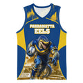 Personalised Parramatta Eels Mascot Rugby Basketball Jersey Parramatta Cityscape Athletic Graphic Print