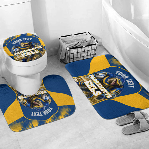 Personalised Parramatta Eels Mascot Rugby Bathroom Set Parramatta Cityscape Athletic Graphic Print