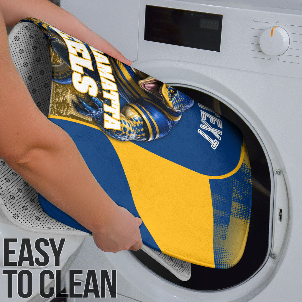 Personalised Parramatta Eels Mascot Rugby Bathroom Set Parramatta Cityscape Athletic Graphic Print
