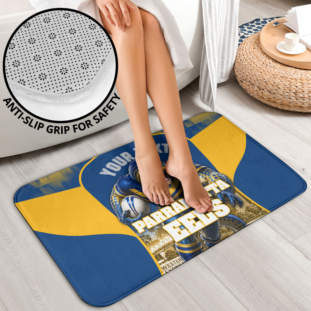 Personalised Parramatta Eels Mascot Rugby Bathroom Set Parramatta Cityscape Athletic Graphic Print