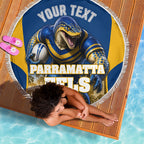 Personalised Parramatta Eels Mascot Rugby Beach Blanket Parramatta Cityscape Athletic Graphic Print