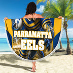 Personalised Parramatta Eels Mascot Rugby Beach Blanket Parramatta Cityscape Athletic Graphic Print