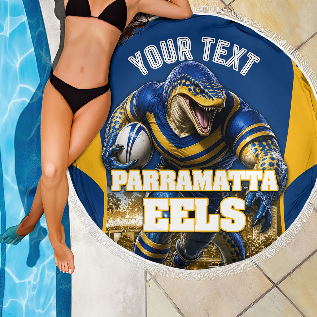 Personalised Parramatta Eels Mascot Rugby Beach Blanket Parramatta Cityscape Athletic Graphic Print